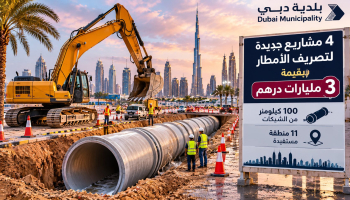 دبي تعتمد 4 مشاريع جديدة بـ3 مليارات درهم لتصريف الأمطار.. 100 كيلومتر من الشبكات تشمل 11 منطقة