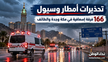 إنذار أحمر من أمطار غزيرة وسيول في السعودية.. و166 فرقة إسعافية تتأهب بمكة وجدة والطائف