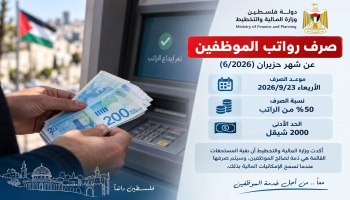 صرف 50% من راتب حزيران للموظفين بحد أدنى 2000 شيقل