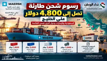 رسوم شحن تصل إلى 4800 دولار على السعودية والإمارات والخليج