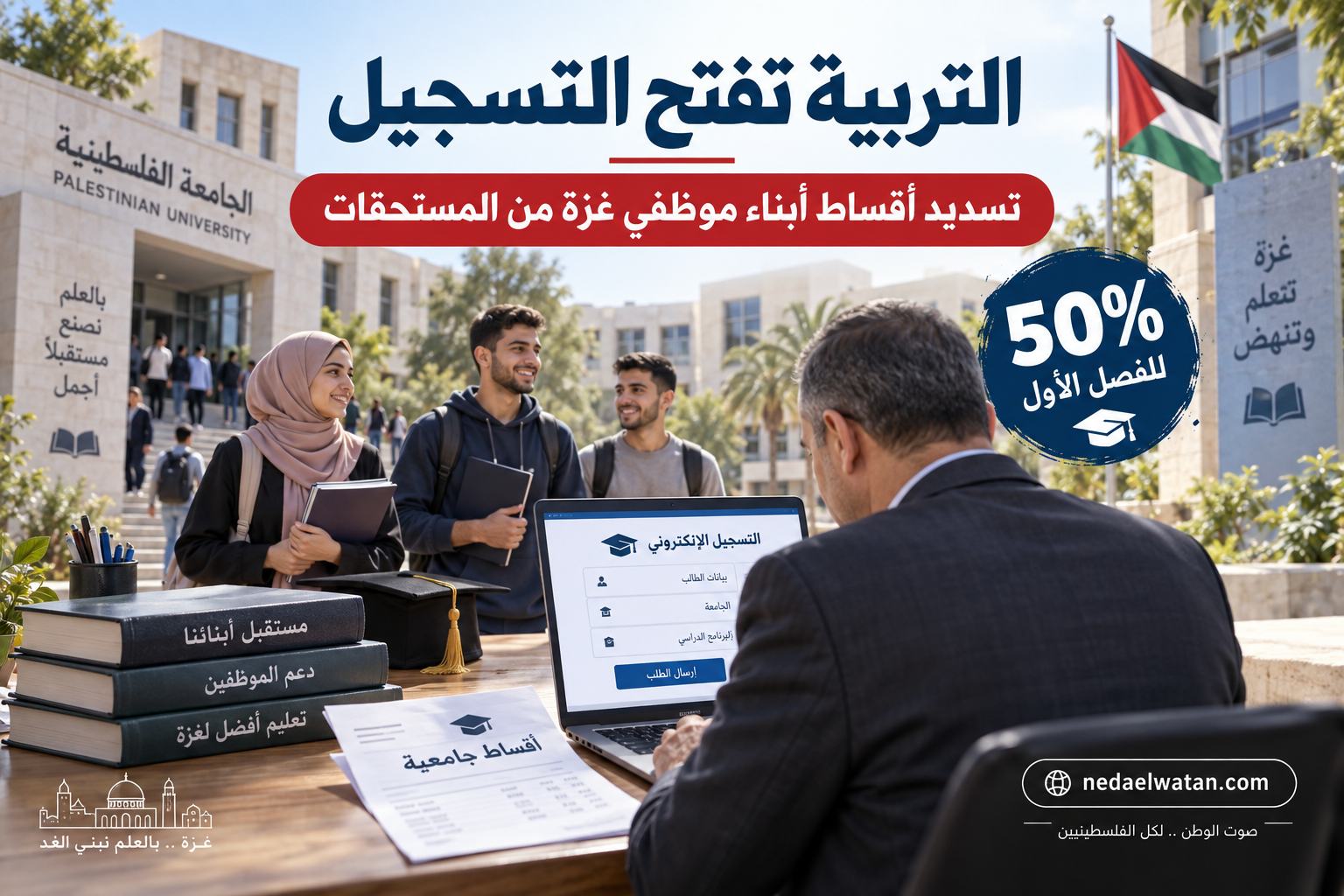 تسديد أقساط أبناء موظفي غزة من المستحقات.. الرابط والشروط