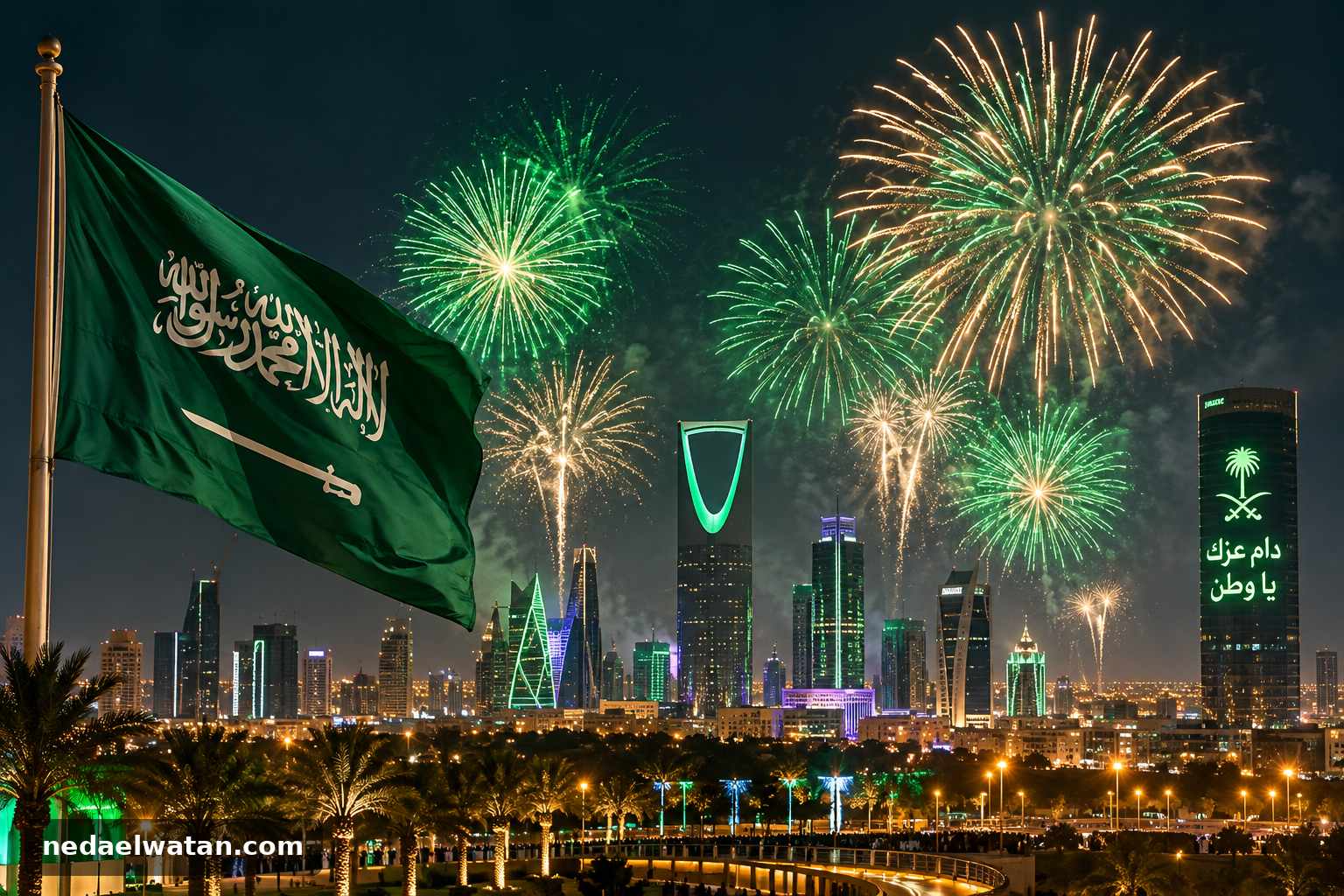 أماكن ومواعيد الألعاب النارية لليوم الوطني السعودي 96 في 9 مدن