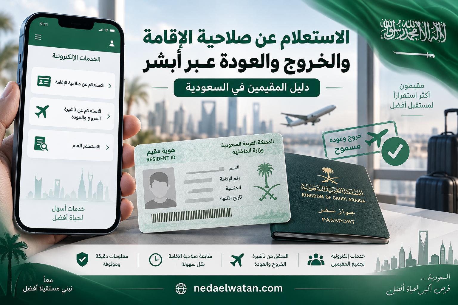 الاستعلام عن صلاحية الإقامة والخروج والعودة عبر أبشر