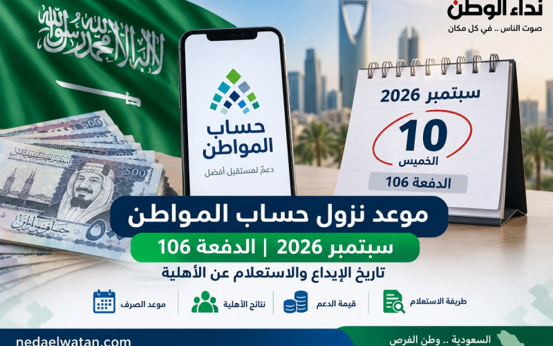 موعد نزول حساب المواطن سبتمبر 2026 | الدفعة 106 وموعد الإيداع والاستعلام