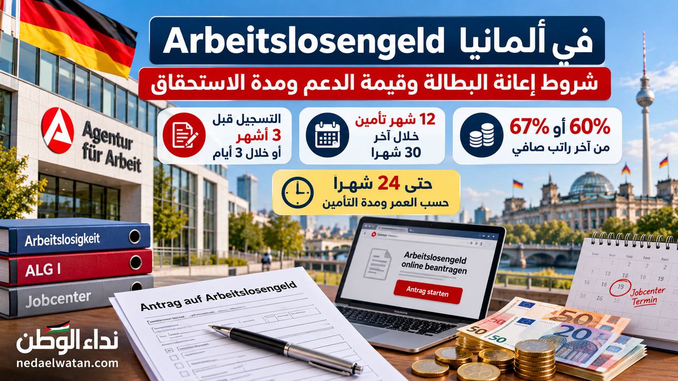 Arbeitslosengeld في ألمانيا: شروط إعانة البطالة وقيمة الدعم ومدة الاستحقاق