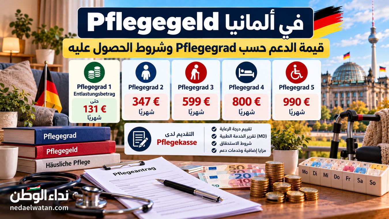 Pflegegeld في ألمانيا: قيمة الدعم حسب Pflegegrad وشروط الحصول عليه