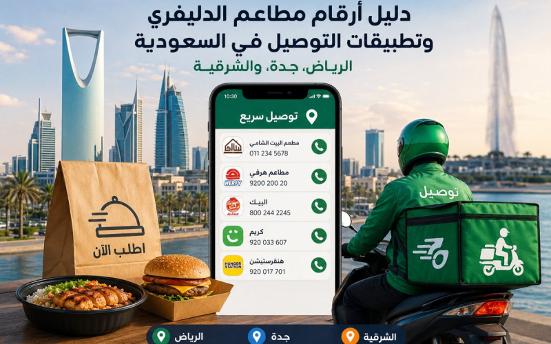 دليل أرقام مطاعم الدليفري وتطبيقات التوصيل في السعودية: الرياض، جدة، والشرقية
