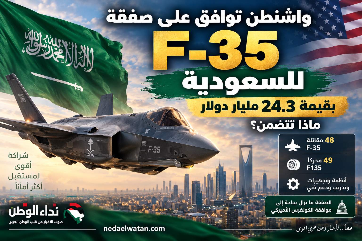 صفقة F-35 السعودية.. 48 مقاتلة بقيمة 24.3 مليار دولار