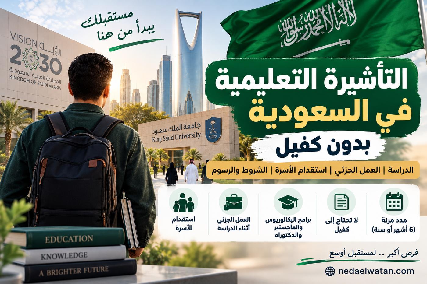 تريد الدراسة والعمل في السعودية؟ تأشيرة تعليمية بدون كفيل وهذه المزايا والشروط