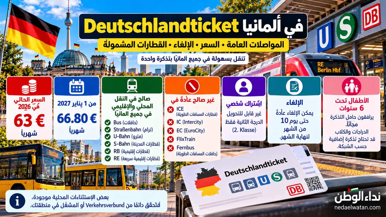 Deutschlandticket في ألمانيا: السعر والقطارات المشمولة والإلغاء وما يتغير في 2027