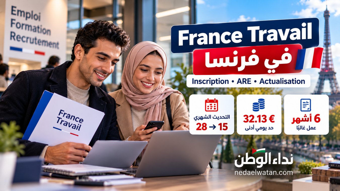 France Travail في فرنسا: التسجيل وشروط إعانة البطالة ARE وقيمة التعويض في 2026