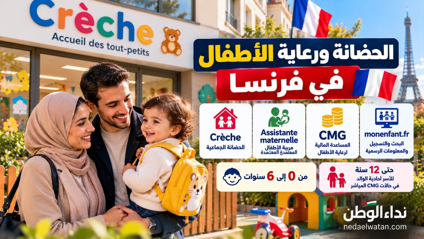 الحضانة ورعاية الأطفال في فرنسا: Crèche وAssistante maternelle ومساعدة CMG في 2026
