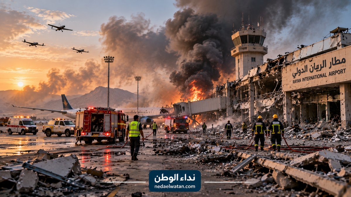 انفجارات تهز المكلا بعد استهداف مطار الريان بمسيّرات.. وتصعيد يطال عدن وتعز وشبوة