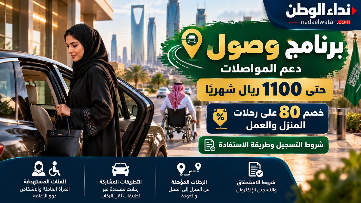 برنامج وصول في السعودية.. دعم المواصلات حتى 1100 ريال شهريًا وشروط التسجيل
