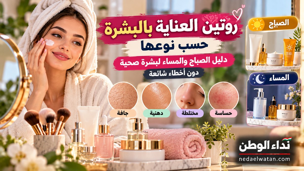 روتين العناية بالبشرة حسب نوعها.. دليل الصباح والمساء لبشرة صحية دون أخطاء شائعة