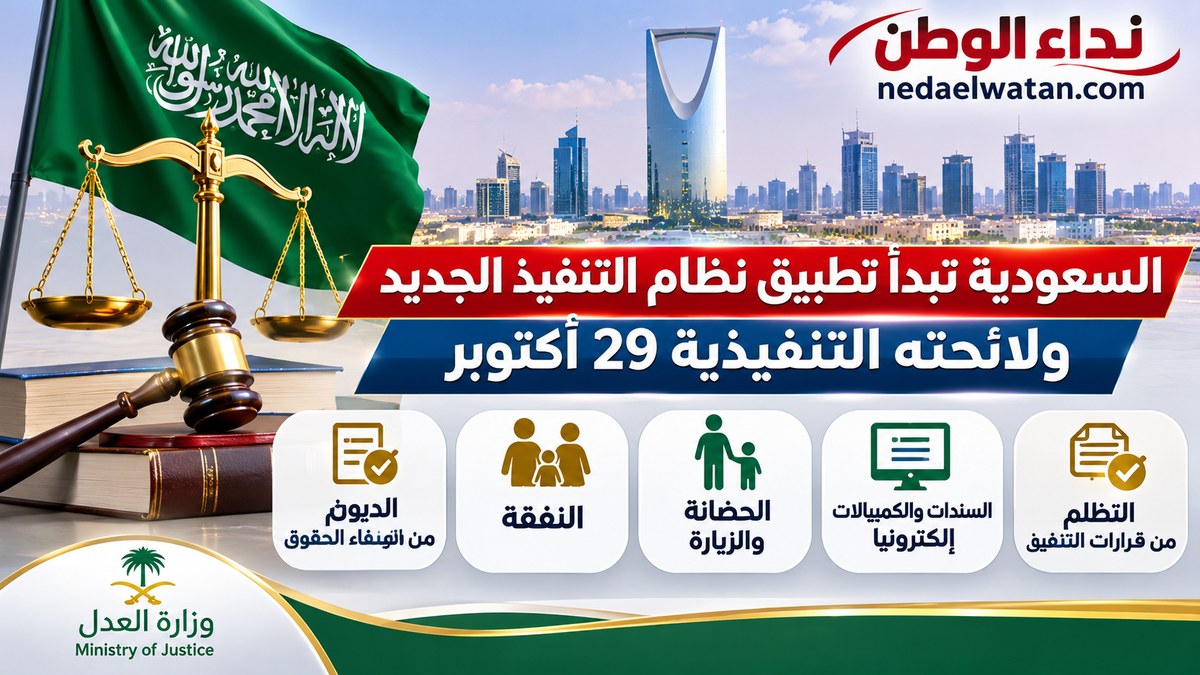 السعودية تبدأ تطبيق نظام التنفيذ الجديد 29 أكتوبر.. ماذا يتغير في الديون والنفقة والحضانة؟