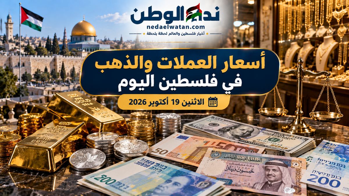 أسعار العملات والذهب والفضة في فلسطين اليوم الاثنين 19 أكتوبر 2026 مقابل الشيكل.. الدولار والدينار وعيارات الذهب