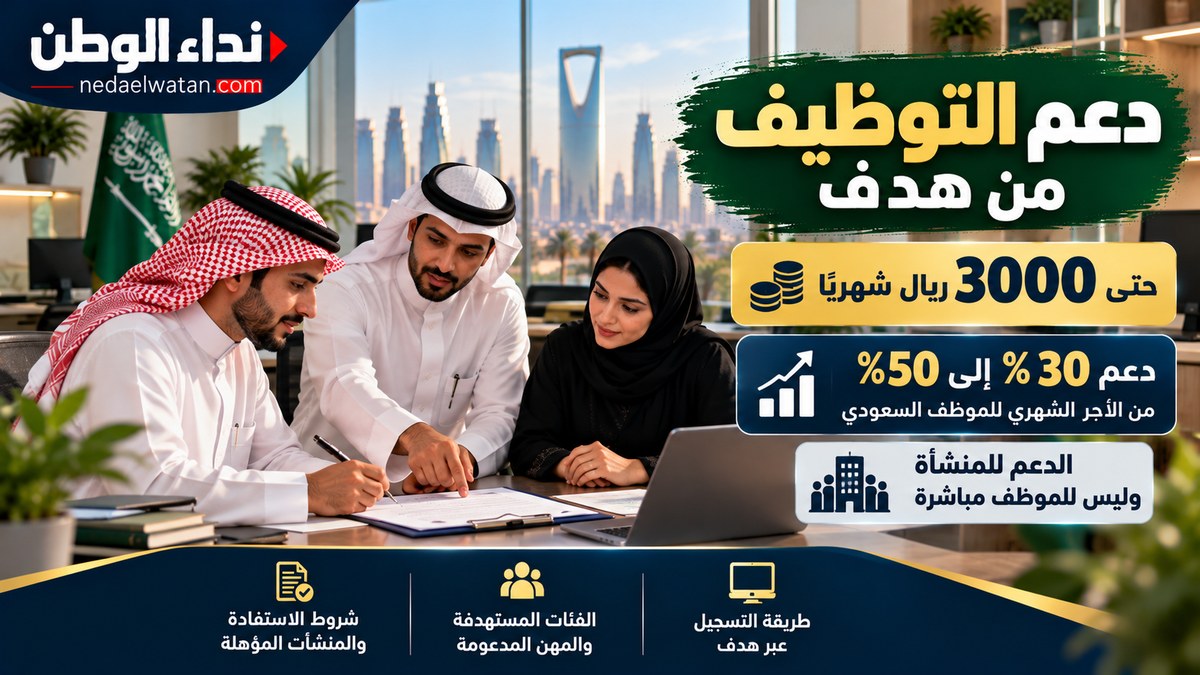 دعم التوظيف من هدف في السعودية.. حتى 3000 ريال من راتب الموظف وشروط التسجيل