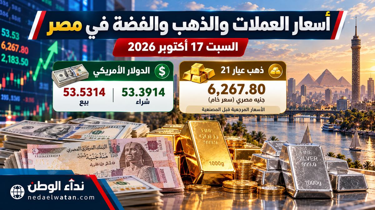 أسعار الدولار والعملات والذهب والفضة في مصر اليوم السبت 17 أكتوبر 2026.. جداول الشراء والبيع