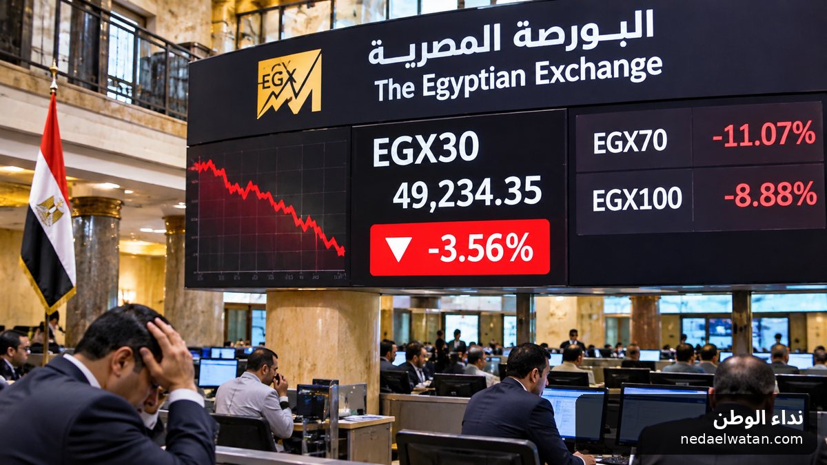 هبوط حاد في البورصة المصرية اليوم.. EGX30 يخسر 3.56% والأسهم الصغيرة تتراجع بأكثر من 11%