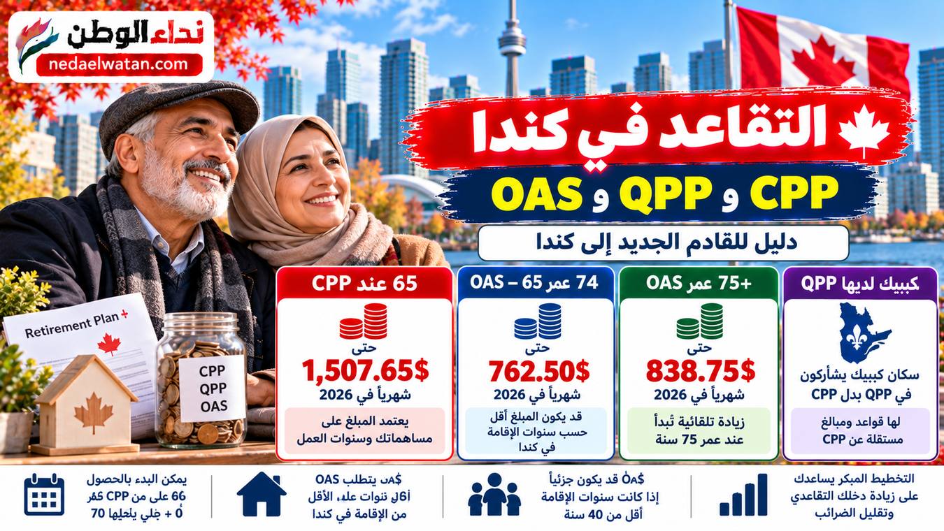 التقاعد في كندا للقادم الجديد: CPP وQPP وOAS وكم تحصل شهريًا؟
