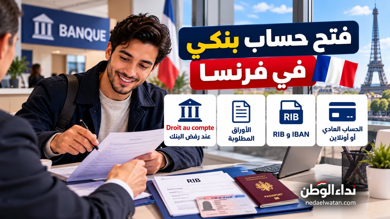 فتح حساب بنكي في فرنسا: الأوراق وRIB وحق Droit au compte عند رفض البنك