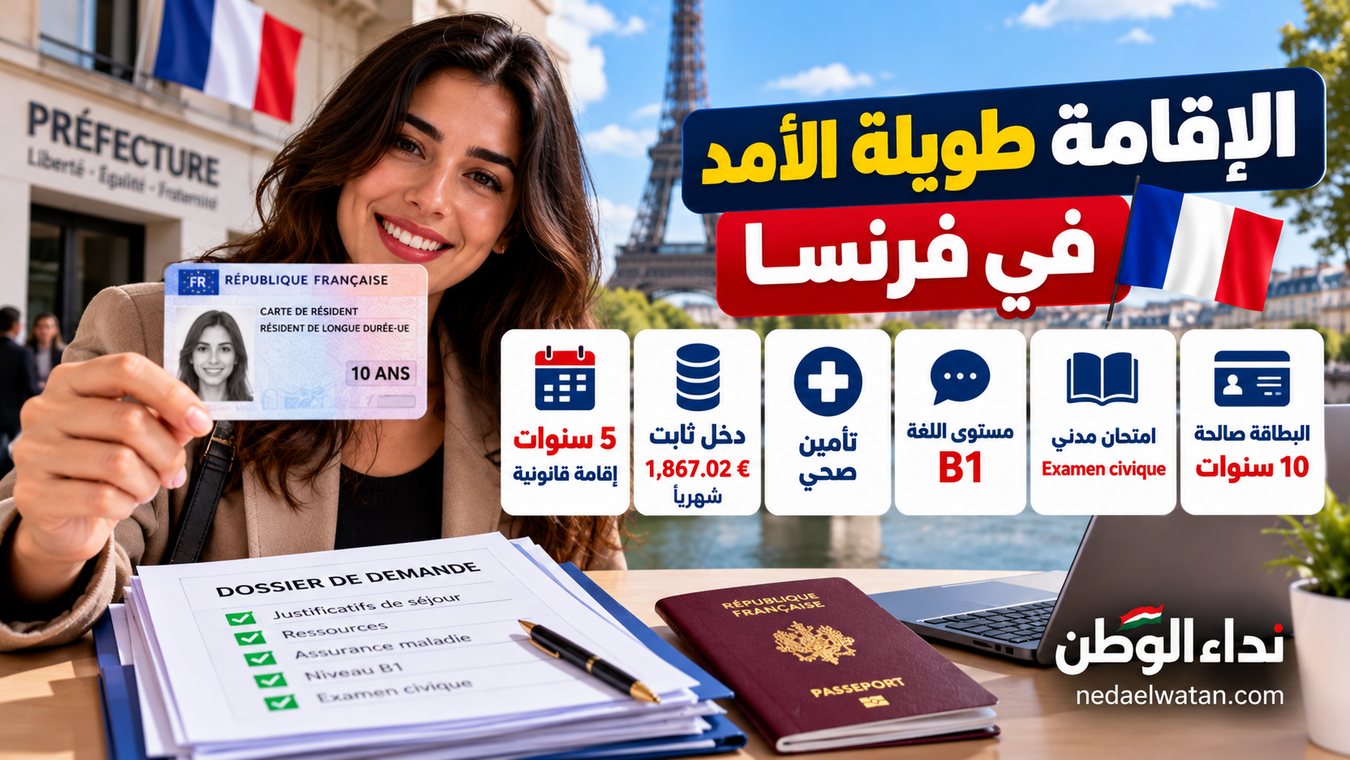 Carte de résident طويلة الأمد في فرنسا: شروط 5 سنوات وB1 والإقامة لمدة 10 سنوات